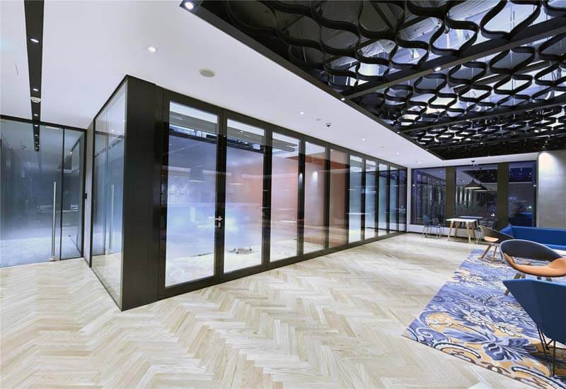 Office Glass Partitions with stained glass