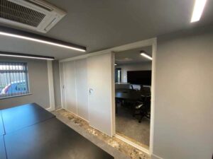 sliding wall open in office