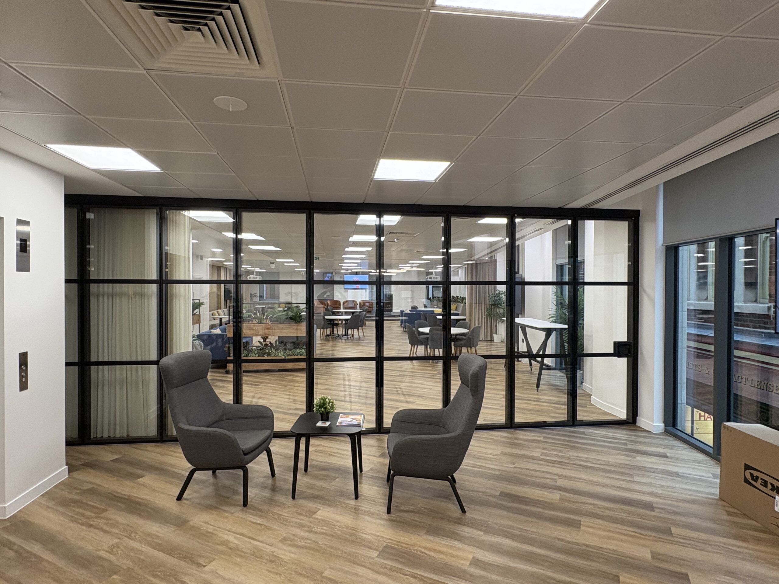 glass wall in office